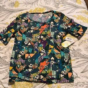 LuLaRoe Multicolor Patchwork Jack Skellington Short Sleeve Tunic